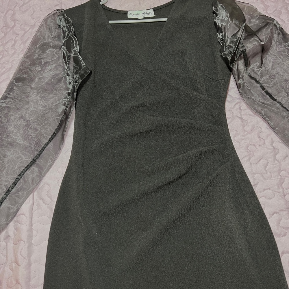 Black Short Dress With See Through Sleeves